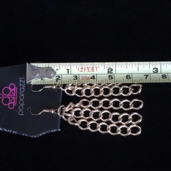 Buy 2 Get 1 Paparazzi Gold Tone Chain Link Dangle Earrings - Picture 6 of 7